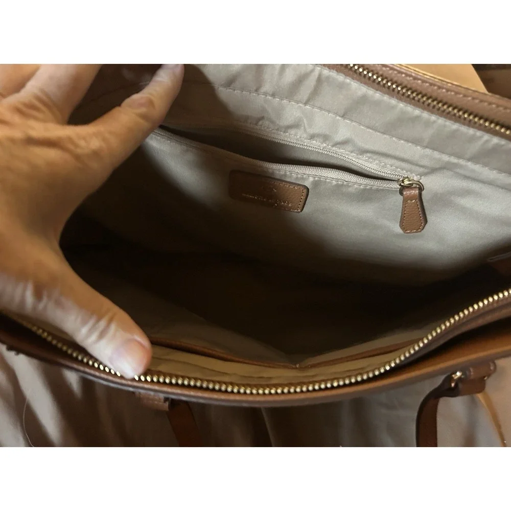 Nanette‎ Lepore Pebbled Leather Zip-Top Tote Brown!
